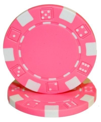 Roll of 50 pink dice poker chips, 11.5 g each