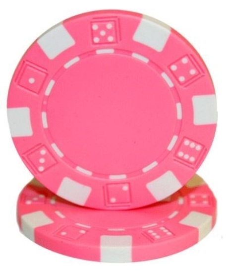 Roll of 50 pink dice poker chips, 11.5 g each