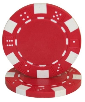 Roll of 50 red dice poker chips, 11.5 g each
