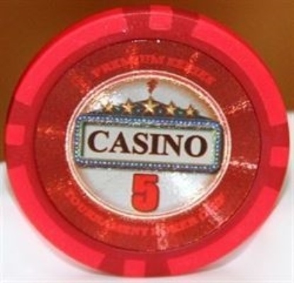 Casino poker chip, 5 dollars, 14 g