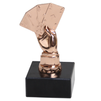 Bronze poker trophy 4 aces