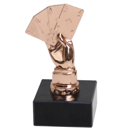 Bronze poker trophy 4 aces