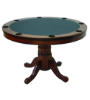 48-inch round wooden 2-in-1 game table with green playing surface and pedestal base