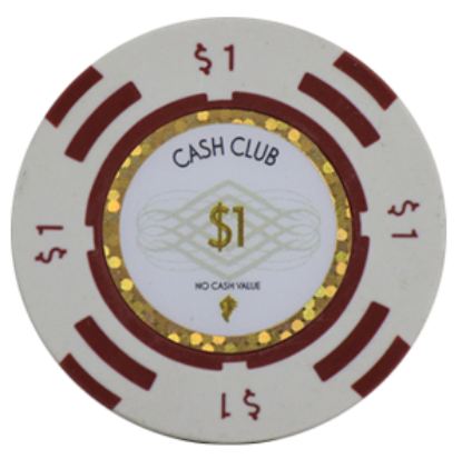 Roll of 25 Cash Club 14g $1 poker chips