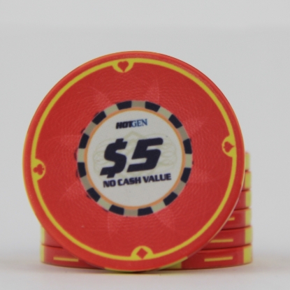 Ceramic HotGen $5 poker chip red
