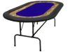 Supreme 96-inch poker table with blue felt surface, wooden racetrack and cup holders