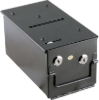 Black metal drop box with shield closed