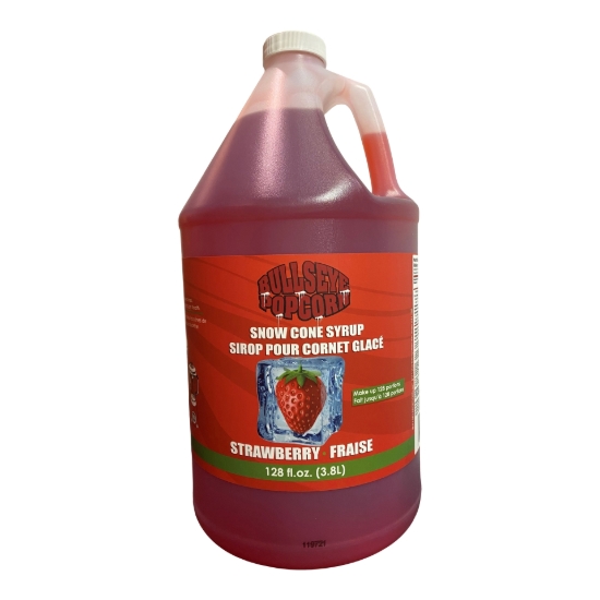 Picture of 73228 - Bullseye popcorn - Snow cone syrup Strawberries 3.8L
