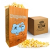 Orange popcorn bag 1oz with flat bottom and popcorn