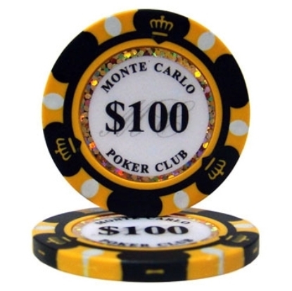 Image de 25 jetons de poker (100$) Monte Carlo 14gr